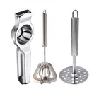 Oc9 Stainless Steel Lemon Squeezer & Hand Blender & Potato Masher Kitchen Tool Set 
