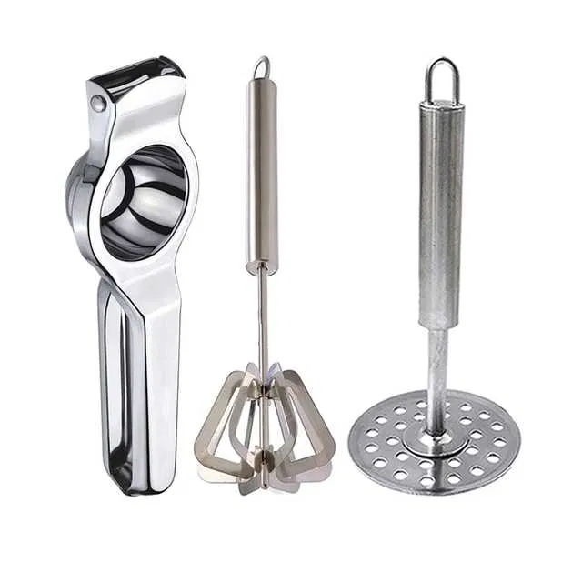 Oc9 Stainless Steel Lemon Squeezer & Hand Blender & Potato Masher Kitchen Tool Set (O-91)