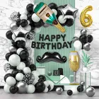 Mustache Theme 6th Birthday Balloon Decoration Kit , Multicolor, Pack Of 70