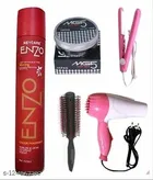 Combo of Enzo Keratin Long Lasting Hair Spray (420 ml) with Dryer, Roller Brush, MG5 Wax & Straightener (Multicolor, Set of 5)