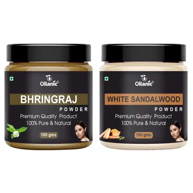 Natural Bhringraj & White Sandalwood Powder for Skin & Hair (Pack of 2, 100 g)