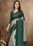 Art Silk Printed Saree for Women, Green 