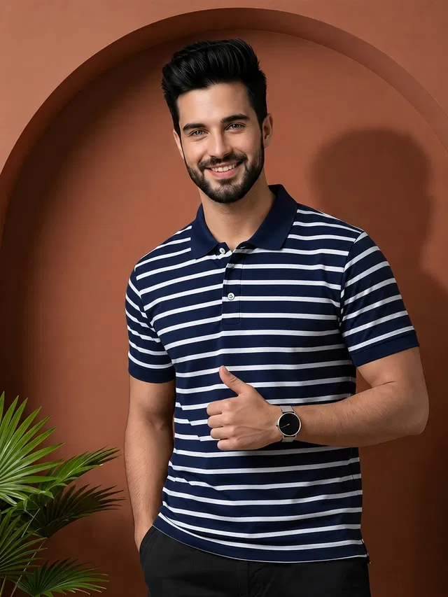 Polo T-shirt for Men (Navy Blue, L)