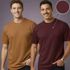 Polyester Round Neck T-shirt for Men, Multicolour, Pack of 2 