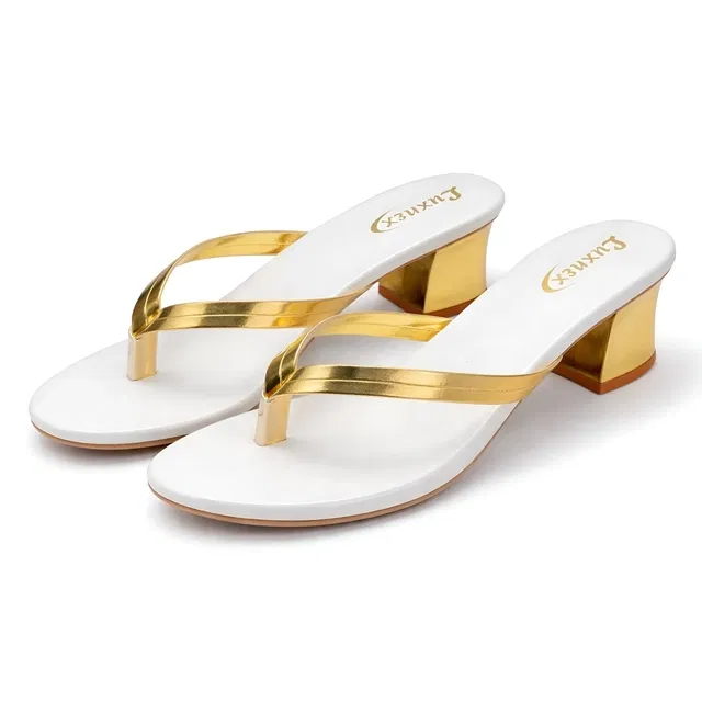 Solid Block Sandals for Women (White, 7)