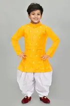 Cotton Embroidered Kurta with Patiyala Set for Boys 