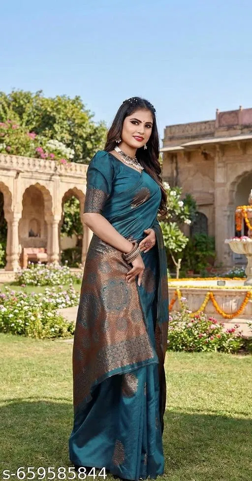 Banarasi Silk Party Saree for Women (Multicolor, Free Size)