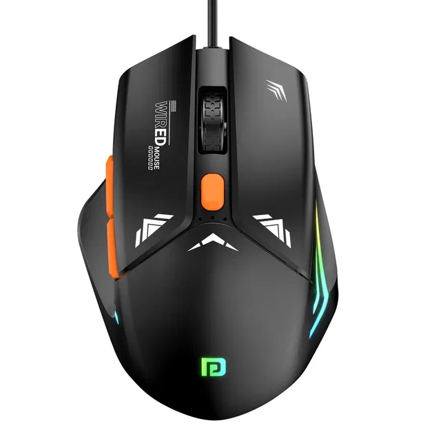 Portronics Vader Wired Gaming Mouse with 6 Buttons, Thumb Support, Adjustable DPI (6400 Max), RGB Light Effects, Ergonomic Design, 1.5 m Long USB Cable for Laptop & PC Black