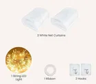 Solid White Net Curtain, Birthday Decoration Items LED Fairy Lights 