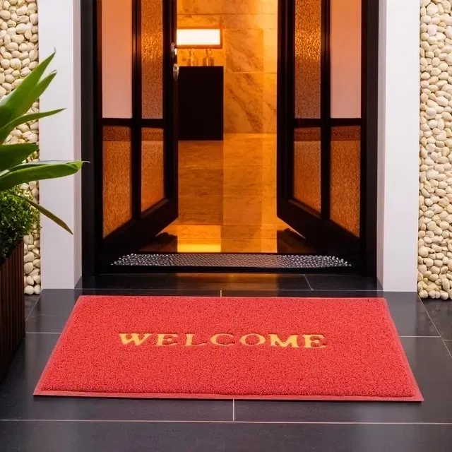 PVC Anti Skid Welcome Door Mat [38x58 cm] Red