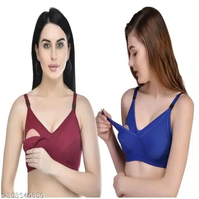 Polycotton Feeding Bra for Women (Assorted, XXL) (Pack of 2)