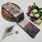 Dola Silk Zari Woven Saree for Women, Beige & Blue 