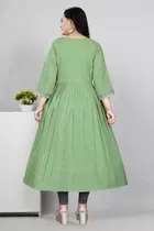 Zari Embroidered Cotton Blend Anarkali Kurti for Women 