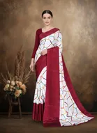 Art Silk Printed Saree for Women, Red 