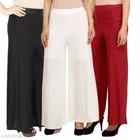 Cotton Blend Palazzos for Women, Pack of 3 (Multicolor, 28)