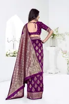 Jacquard Woven Design Saree for Women, Purple 