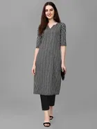 Women Cotton Blend Striped Kurta 