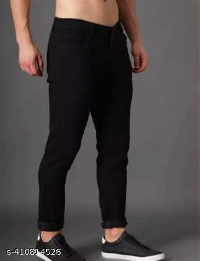 Denim Slim Fit Jeans for Men (Black, 30)