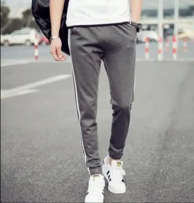 Solid Casual Track Pant for Men (Grey, L)