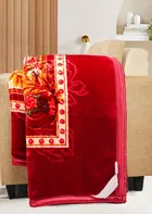 Alaqsa Printed Mink Double Blanket 2kg 90x90in Red Floral