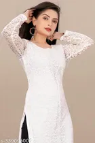 Net Kurti for Women, White 
