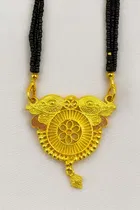 Traditional Maharashtrian Gold-Plated Mangalsutra with Peacock Pendant 