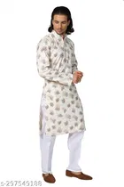 Cotton Printed Kurta with Pyjama for Men 