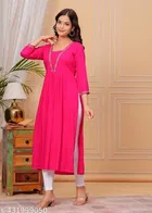 Viscose Rayon Kurti for Women, Pink 