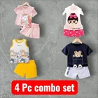 Hosiery Cotton Printed Clothing Set for Kids, Multicolor, Pack of 4 