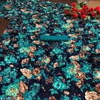 Georgette Printed Saree for Women, Black & Green 