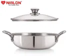 NIRLON Tri-Ply Stainless Steel Kadai with Lid 