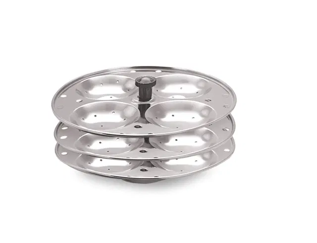 Stainless Steel 3 Plate Idli Stand, Silver, A-99, Pack of 1