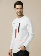 Polyester Printed T-shirt for Men, White 