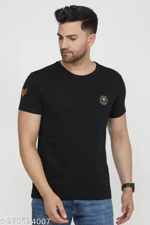 Printed T-Shirt for Men (Black, M)