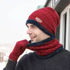 Woolen Cap with Neck Warmer for Men & Women (Maroon, Set of 1)