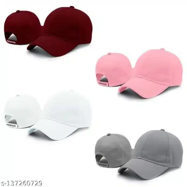 Cotton Caps for Men & Women (Multicolor, Set of 4)