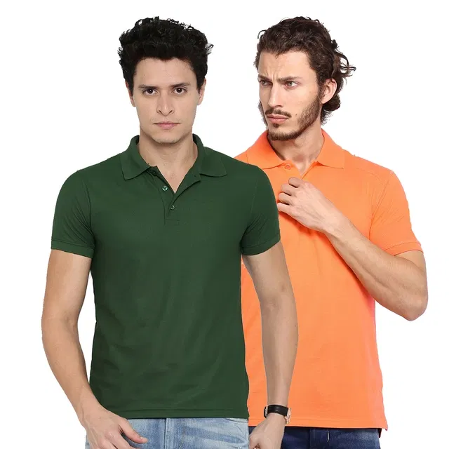 Polo Tshirts for Men, Pack of 2 (Multicolor, L)