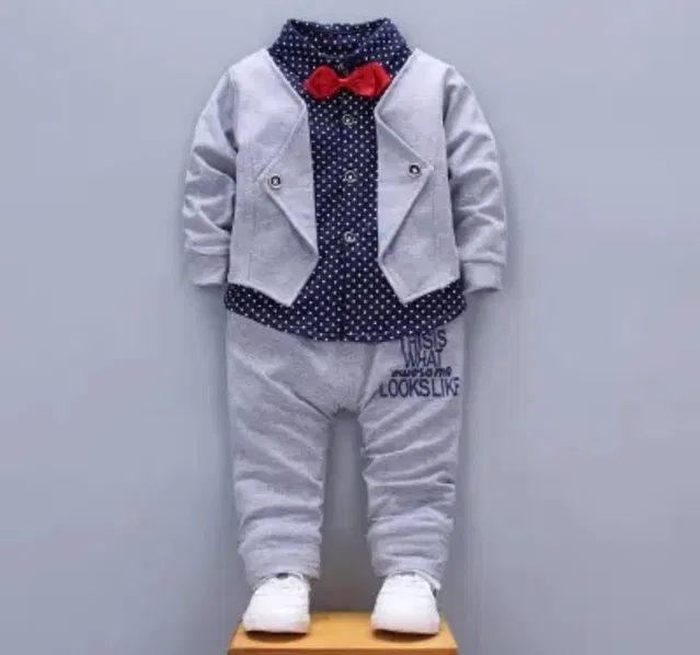 Hosiery Solid Clothing Set for Boys (Grey, 1-2 Years)