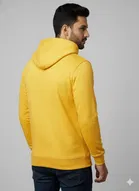 Fleece Printed Hoodie for Men ,Mustard 