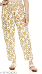 Rayon Printed Kurta with Pant for Women, White 