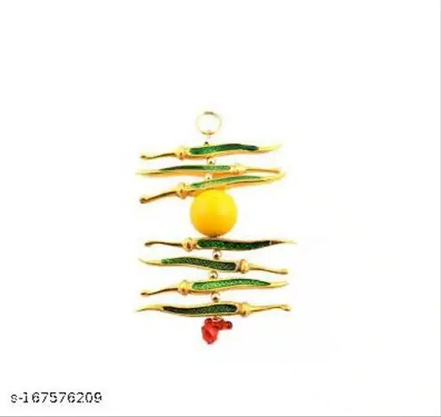 Metal Nimbu Mirchi Wall Hanging (Multicolor)