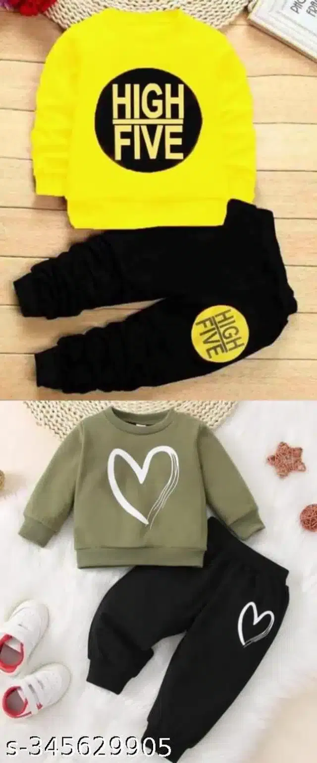 Hosiery Cotton Full Sleeves T-Shirt with Pant Clothing Set for Kids (Multicolor, 0-3 Months) (Set of 2)