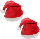 Fur Santa Claus Cap for Men & Women (Red & White, Pack of 2)