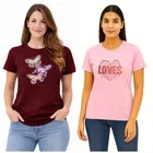 Cotton Blend T-shirt for Women, Pink & Maroon, Pack of 2 