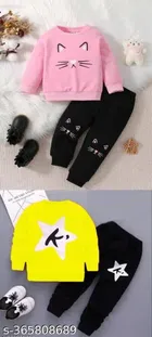 Cotton Blend Full Sleeves T-Shirt with Pant Clothing Set for Kids 