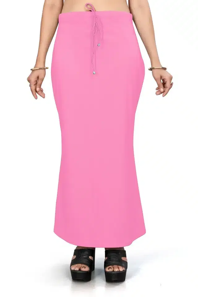 Lycra Solid Saree Petticoat for Women (Baby Pink, M)