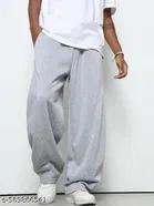 Cotton Blend Solid Trackpant for Men, Grey 