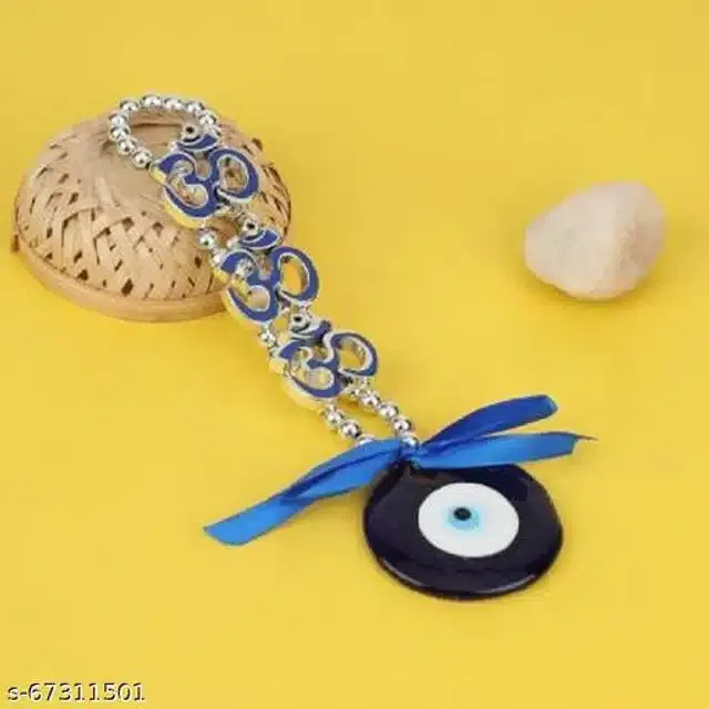 Three Om Evil Eyes Wall Hanging (Blue)