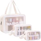 Portable Waterproof Zippered Cosmetic Bags (White, Set of 3)