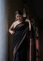 Banarasi Black Art Silk Printed Saree for Women
